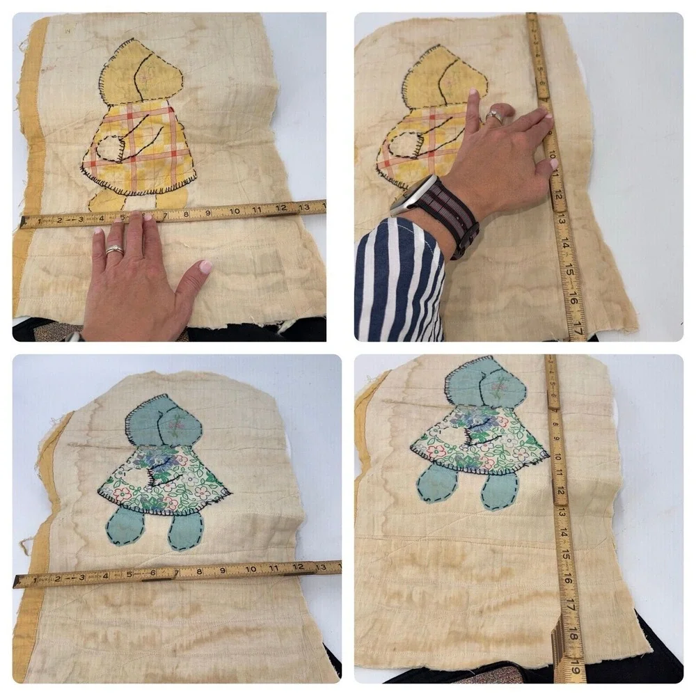 Five Vintage Sun Bonnet Sue Quilt Pieces from old damaged quilt-Project piece